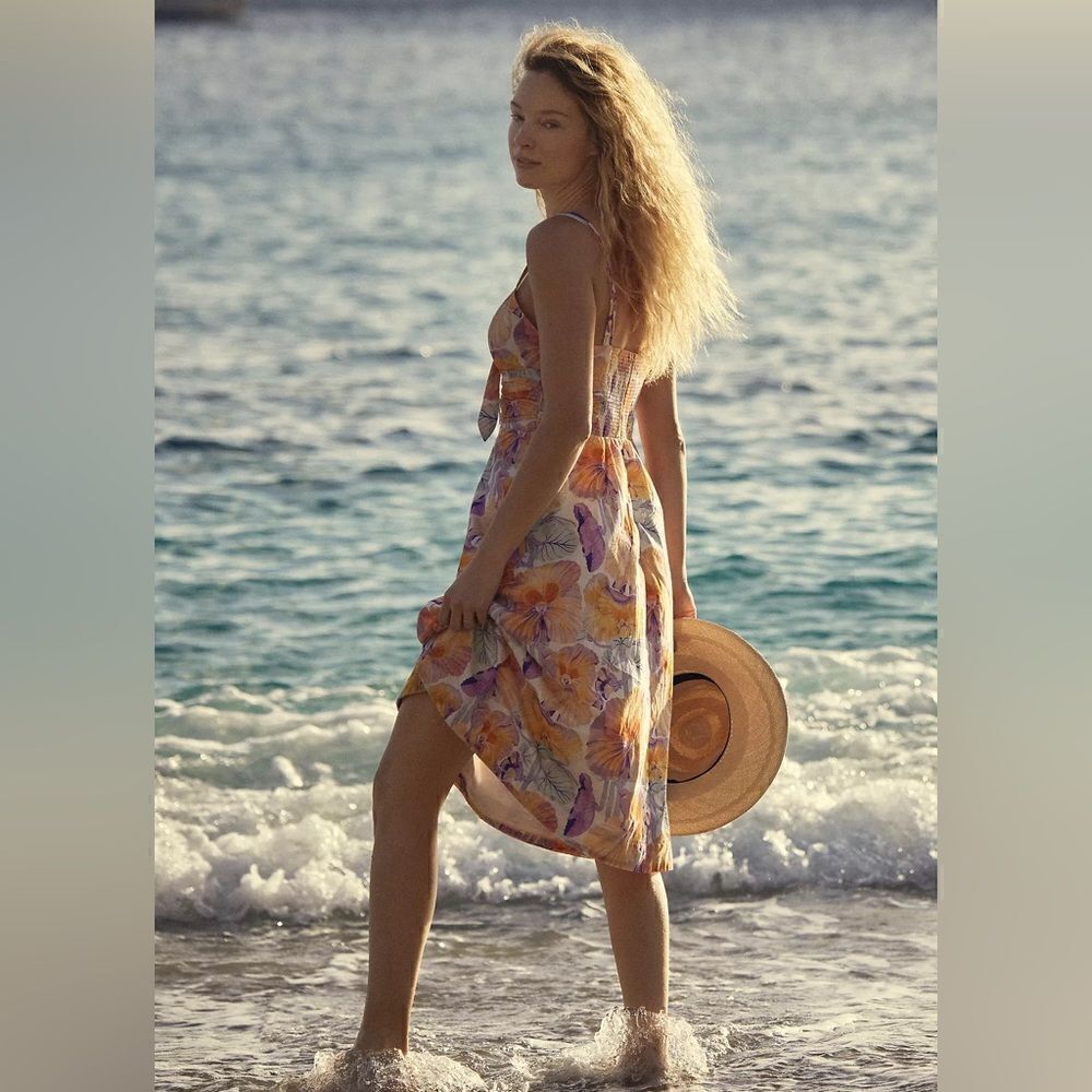 Anthropologie Cecilia Pettersson Tie-Front Midi Dress